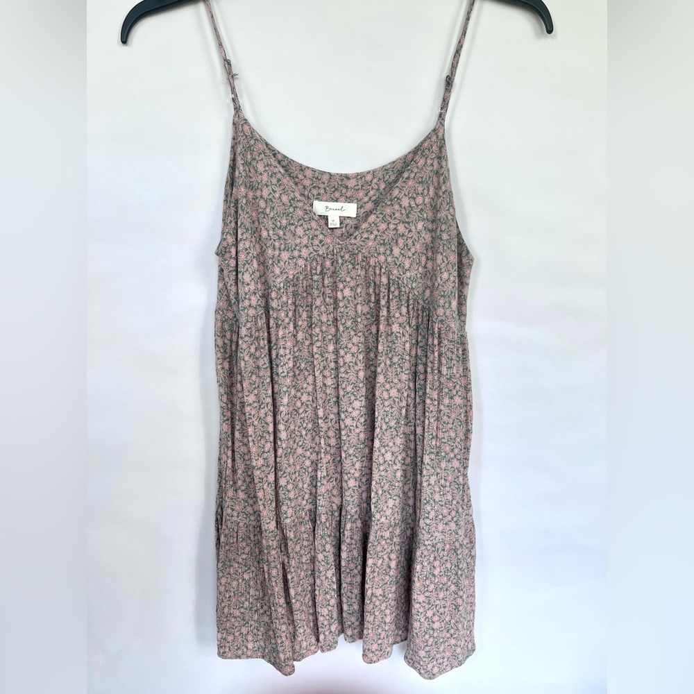 Be cool Boutique Pink and Green Floral babydoll top spaghetti strap.